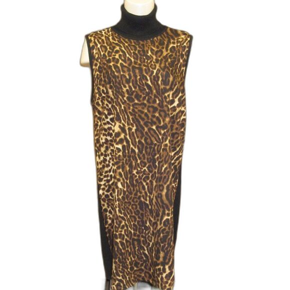 LAUREN RALPH LAUREN Cheetah Sheath Shift Dress Womens Sz L Animal Print Leopard - Picture 1 of 12